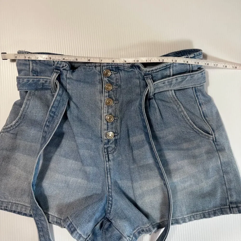 American Eagle Paperbag Waist Denim Shorts Women's 10 Coastal Grandmother Summer - Picture 10 of 11